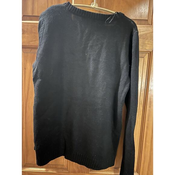 Vtg Carolyn Taylor Womens Christmas Sweater Size L Reindeer Face Black Rudolph - Picture 4 of 7